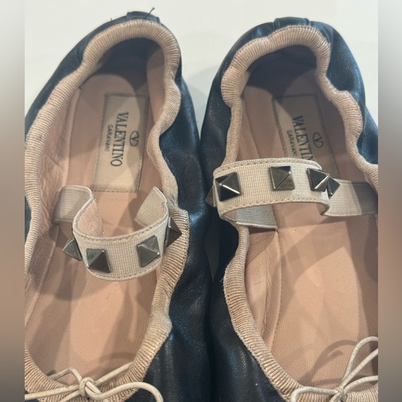 Valentino Black Rockstud Ballerina Flats - Picture 2 of 12